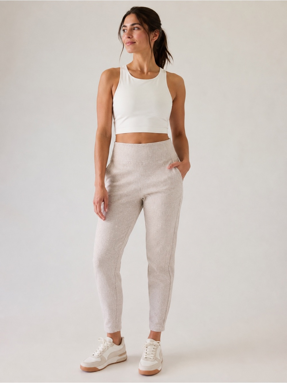 Athleta Textured Ankle Pants — Cream